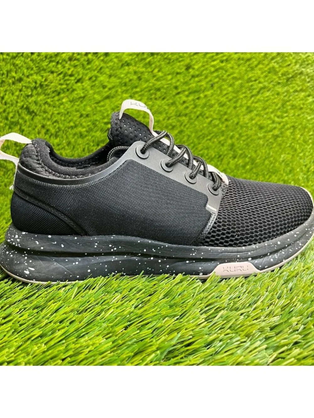Kuru Atom Womens Size 7 Jet Black Pink Athletic Running Walking Shoes Sneakers